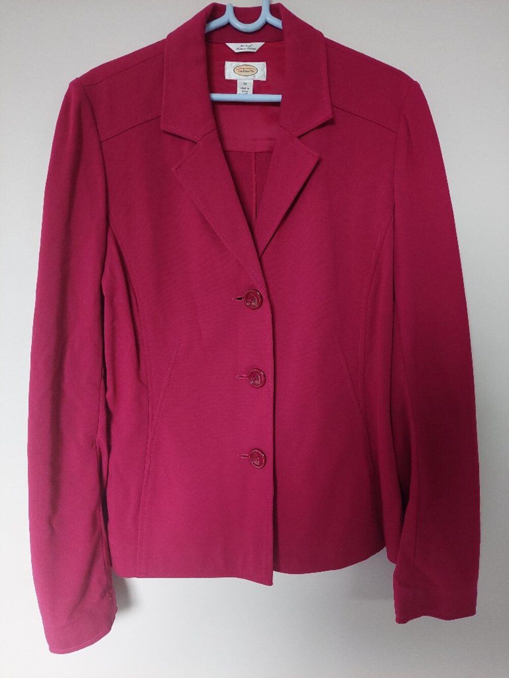 Talbots Women's Sz 12 Fuchsia Single-Breasted Blazer Jacket Stretch